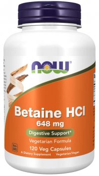 NOW - Betaine HCl 648 МГ - 120 Капсули